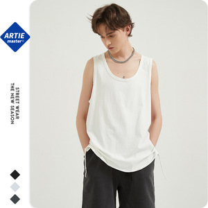 ARTIE, chaleco deportivo holgado de color sólido con corte de cuchillo de destrucción de marca de moda de calle para hombre - Product Image 1