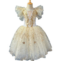 Robe de ballet pour enfants, costume de spectacle long, robe en tulle à manches courtes, modèle de danse du Petit Cygne pour filles