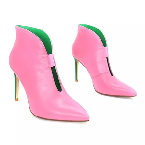 Supporto OEM/DOM ultimo Design stivali in pelle da <span class=keywords><strong>donna</strong></span> rosa verde rosso Stiletto <span class=keywords><strong>donna</strong></span> tacchi alti stivali con tomaia aperta - Product Image 1