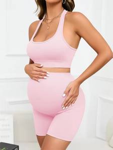King Mcgreen Star Maternity Yoga Pilates Set Soutien-gorge et <span class=keywords><strong>short</strong></span> à séchage rapide pour évacuer l'humidité Vêtements de <span class=keywords><strong>grossesse</strong></span> de soutien - Product Image 5