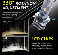 Lente de Faro LED T1-H4 Superbrillante de Aluminio Mini H4 100W 10000LM, Bombilla LED Bi-LED para Motocicleta, Resistente al Agua IP-67