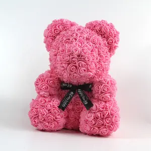 2019 factory wholesaler 40cm handmade foam eternal flower rose teddy bear with gift box for christmas valentine's day