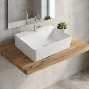 Évier de cuisine et de salle de bain en céramique de grande taille, surface solide de forme ronde, blanc pur, pour villa - Product Image 3