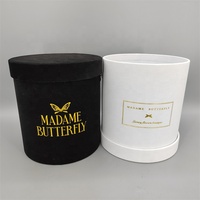 Boîtes d'emballage pour fleurs rondes de taille moyenne, écologiques et luxueuses, avec logo personnalisé et ruban