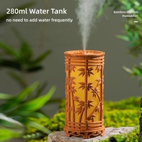 Humidificateur d'air intelligent à brume froide en bambou avec logo personnalisé, lumière LED nocturne, 280 ml, mini USB, certifié CE RoHS