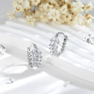 2025 Factory Wholesale Exquisite New <b>Fashion</b> <b>Hoop</b> Plant Wheat 14k Brass Gold Plated Zircon <b>Earrings</b> Women's Jewelry - Product Image 3