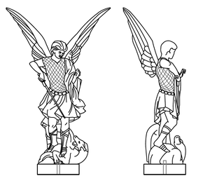 Traditional Classical Saint Michael Statue 48" Tall All Sanded Color Gray Granite <b>Memorial</b> Outdoor - Product Image 6