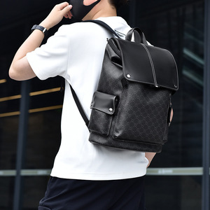 ChuongKaiye Men's <b>Backpack</b> 16-Inch Laptop Bag <b>Large</b> Capacity Casual Business Travel <b>Backpack</b> With Letter Pattern PVC Material - Product Image 3