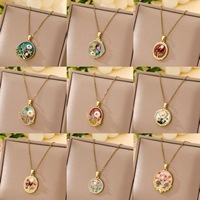 Collier en émail pour femme, chaîne en acier inoxydable, pendentif en cuivre, style floral français Monet, sportif, tendance, polyvalent