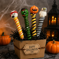 Sucette Guimauve Courte Personnalisable Halloween Assortie, Bonbon de Fête avec OEM pour importateurs mondiaux