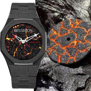 Reloj de Lujo 2023 con Esfera Luminosa de Piedra Volcánica, Acero Inoxidable 316L Esmerilado, Movimiento Mecánico Japonés 8215, Resistente al Agua, con Logotipo Personalizado - Product Image 2