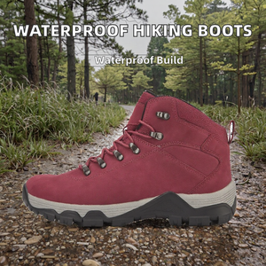 Bottes de randonnée imperméables en cuir nubuck antidérapantes pour hommes, chaussures de trekking d'extérieur avec semelle en caoutchouc - Product Image 2
