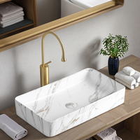 Lavabo en céramique de conception moderne bassin d'art de couleur de marbre pour le projet de salle de bains d'hôtel bassin de partie supérieure du comptoir pour l'aspect de luxe