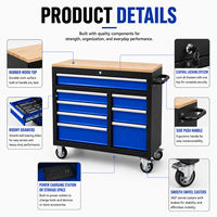 Chariot à outils mobile en acier robuste à 8 tiroirs avec armoire roulante, rangement verrouillable, capacité de charge de 300 kg pour atelier, garage