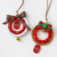 Breloque de voiture Amigurumi faite à la main, couronne de Noël, décoration de vacances, cadeau
