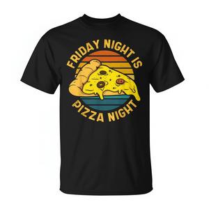 Camiseta Friday Is Pizza Night, camiseta gráfica informal negra para hombre - Product Image 2