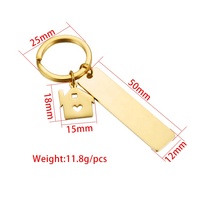 Porte-clés personnalisé en acier inoxydable poli, avec Logo gravé vide en métal plaqué or