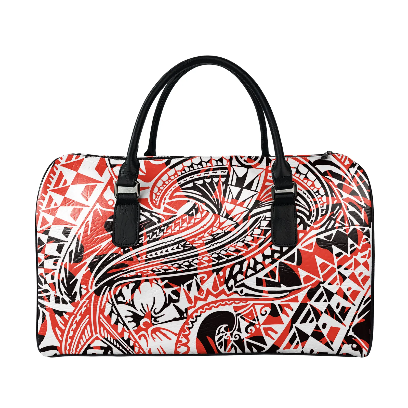 Print on Demand Polynesian Hawaiian Floral Design Pu Leather Hot Sports Fitness Travel Bags Best Duffle Bags Cute Weekender Bags