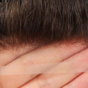 Perruque indienne Remy pour hommes noirs avec base en dentelle, 100 % cheveux humains, lisses, double épaisseur, 6 pouces - Product Image 3