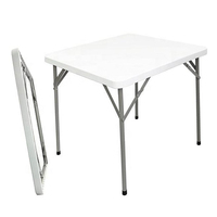 Table pliante carrée en plastique blanc de 86 cm, économique, idéale pour le poker et l'extérieur