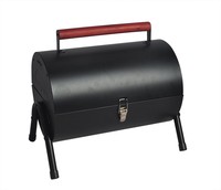 Fourneau portable miniature pour le camping en plein air, petit barbecue rond en acier au charbon de bois, chromé, 41Lx28Wx38Hcm