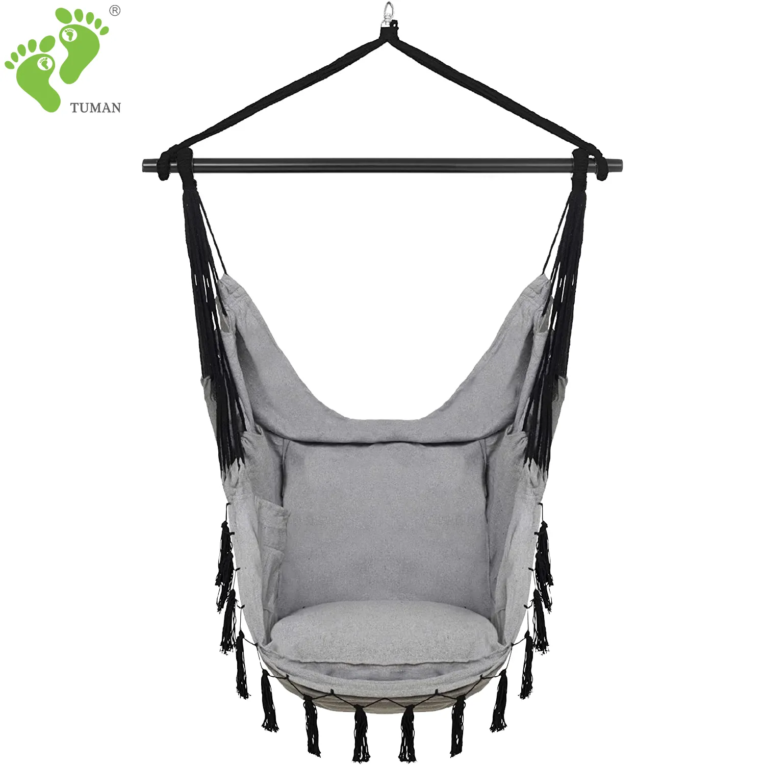 Alta qualità del sacchetto interno giardino per il tempo libero in tela sedia con cuscini spessi robusto soggiorno macramè sedia amaca