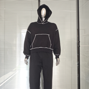 Sudadera de Lujo de Alta Calidad Personalizada OEM para Hombre, Sudadera con Capucha de Corte Cuadrado con Costuras en Contraste, Sudadera con Costuras Invertidas para Hombre - Product Image 5