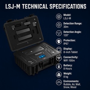 Detector de Vida por Radar LSJ-M UWB 2D, Escaneo a Través de Paredes en Tiempo Real para Rescate en Terremotos y Desastres, Portátil Inalámbrico IP67 - Product Image 6