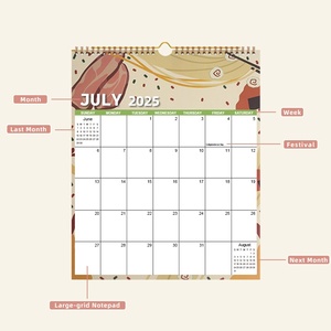 Calendario da Parete in Carta Stile Europeo-Americano 2026, Versione Inglese, Calendario Creativo YOCircle, Calendario Transfrontaliero 370x295mm - Product Image 4