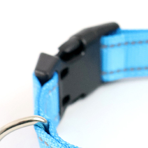 Collier pour animaux de compagnie en tissu nylon durable à double bande réfléchissante, motif uni, 2,5*46-50 cm, visibilité facile pour les promenades nocturnes - Product Image 4