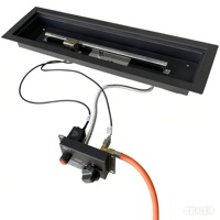 Kit de brûleur à gaz encastrable en acier noir revêtu de 69 cm