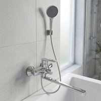 Robinet de salle de bain moderne en zinc chromé avec revêtement plastique, mitigeur de douche et ensemble de robinetterie longue pour douche