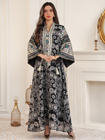 Robe longue brodée à lacets pour femme, Abaya de l'Aïd, Robe de soirée Ramadan, Jalabiya musulmane, Caftan marocain, Robe longue islamique arabe de Dubaï