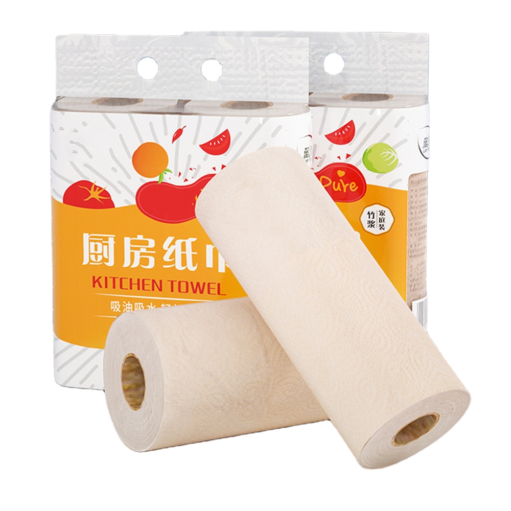 Customized Oil-absorbing Kitchen Paper Rolls Multi Functional Bamboo Towel Paper Tissues