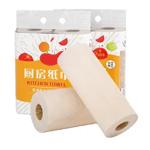 Customized Oil-absorbing Kitchen Paper Rolls Towel Paper Tissues Multi Functional Bamboo Eco-friendly Bamboo Pulp 2 Ply