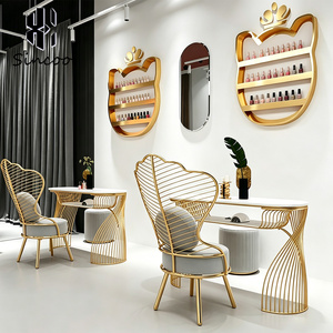 Table de manucure moderne en forme de <span class=keywords><strong>L</strong></span>, bureau à <span class=keywords><strong>ongles</strong></span> en aluminium, mobilier professionnel personnalisé pour salon de beauté et spa Sincoo MT-F0044 - Product Image 5