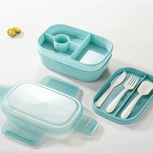 High Quality Large Capacity Ice Crystal Salada <b>Lunch</b> <b>Box</b> Plastic Lid Microwave Heating Food Storage Preserver Includes Spoon - Product Image 5