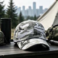 Casquette de baseball déstructurée 6 panneaux en sergé de coton, camouflage délavé personnalisé, pour la chasse au canard, aux oiseaux aquatiques et au tir à l'arc, avec logo