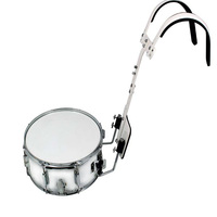 Ventes chaudes Tambour de marche professionnel de 14 pouces - Coque en bois épaissi avec support, Tambour de terrain pour défilé et orchestre