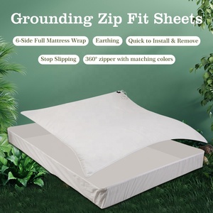 Zip Fit Grounding <strong>Bedding</strong> - Antibacterial <strong>Silver</strong> Fiber, 6-Sided Mattress Wrap, Non-Slip Earthing Sheet - Product Image 2