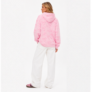 Sudadera con Capucha de Alta Calidad para Mujer, Diseño de Lazo Estampado, 100% Algodón, Estilo Urbano Americano - Product Image 2