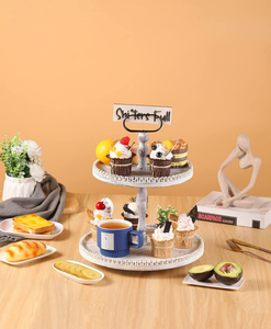 <span class=keywords><strong>Étagère</strong></span> <span class=keywords><strong>à</strong></span> <span class=keywords><strong>épices</strong></span> vintage <span class=keywords><strong>à</strong></span> deux niveaux, de type debout, <span class=keywords><strong>en</strong></span> bois, avec plateau rond de service - Product Image 2