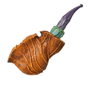 Muxiang Wooden Tobacco Pipe 3mm Bore Carved Briar Wood With Cobalt Mouthpiece For Men - Product Image 5