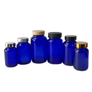 60/75/100/120/150/200/250/300/400/500cc Cobalt Blue Glass Pharmaceutical Packers Nutritional Supplement Packaging Bottle