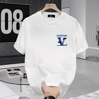 T-shirt d'été ample pour homme en coton à fibres longues, respirant, à manches courtes, imprimé dessin animé, style streetwear