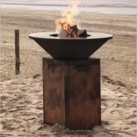 Barbecue de jardin à bois en acier Corten, revêtement noir en poudre, foyer extérieur