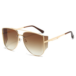 Dégradé coucher de soleil néon carré Double faisceau métal cadre 2025 nouvelles lunettes de soleil en gros pour hommes et femmes Style chaud côté <span class=keywords><strong>lentille</strong></span> lunettes - Product Image 3