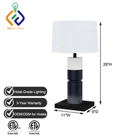 Lampe de bureau Kawell Candlewood Suites à dégradé bleu, lampe de chevet en métal et polyrésine pour lit King ou Queen avec prise de courant et USB