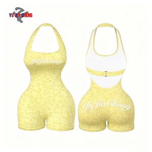 <span class=keywords><strong>Tuta</strong></span> intera estiva personalizzata Y2K con stampa <span class=keywords><strong>leopardata</strong></span>, scollatura all'americana, senza schienale, per fitness femminile - Product Image 3