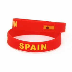 EM 2024 Espanha cor futebol fã silicone pulseira silicone espanhol pulseira